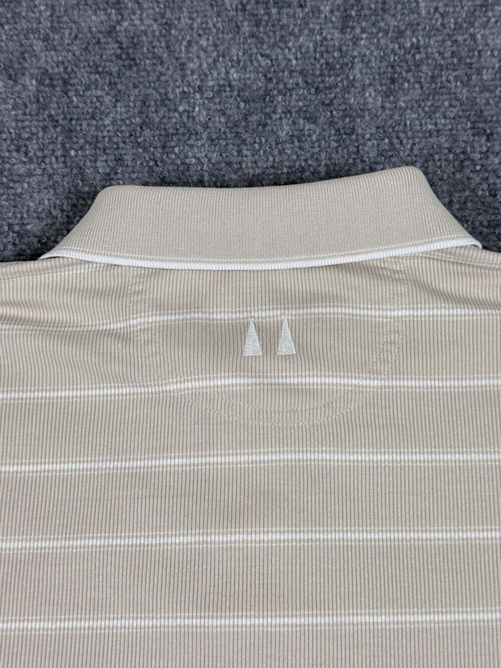 Greg Norman Beige/White Striped Cotton Short Sleeve Collared Polo Size L - Picture 9 of 9